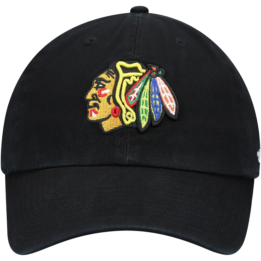 Men's '47 Black Chicago Blackhawks Team Clean Up Adjustable Hat