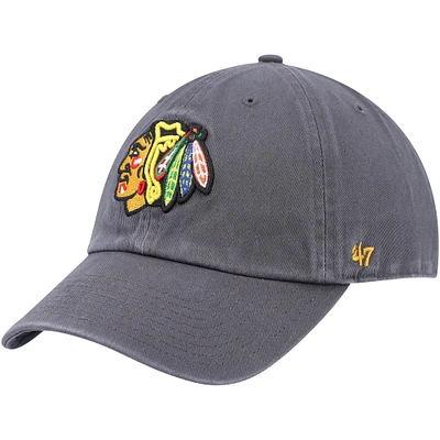 Casquette ajustable '47 Charcoal Chicago Blackhawks Clean Up pour hommes