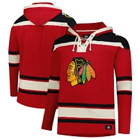 Sweat à capuche en polaire lacets de qualité supérieure pour homme '47 Red Chicago Blackhawks Big & Tall