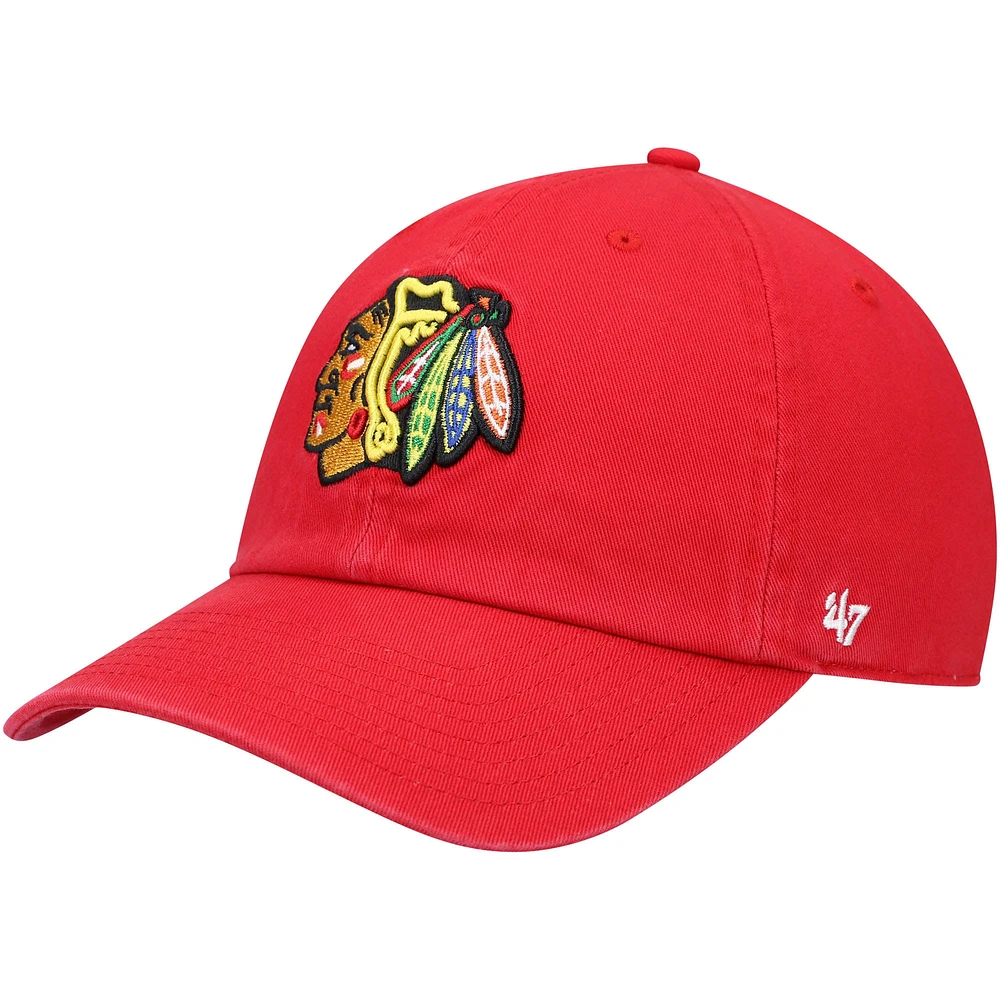 Casquette réglable '47 Red Chicago Blackhawks Clean Up pour homme