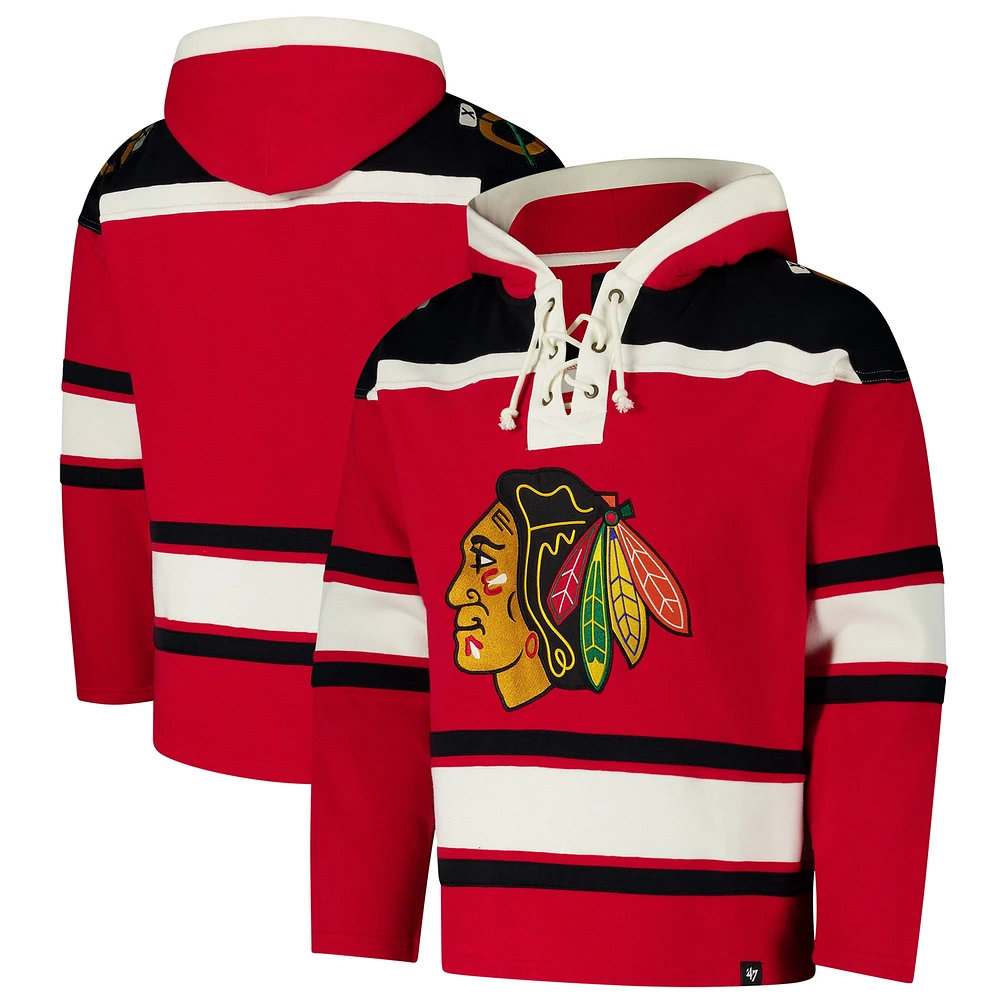 Sweat à capuche rouge '47 pour homme des Chicago Blackhawks Superior Lacer