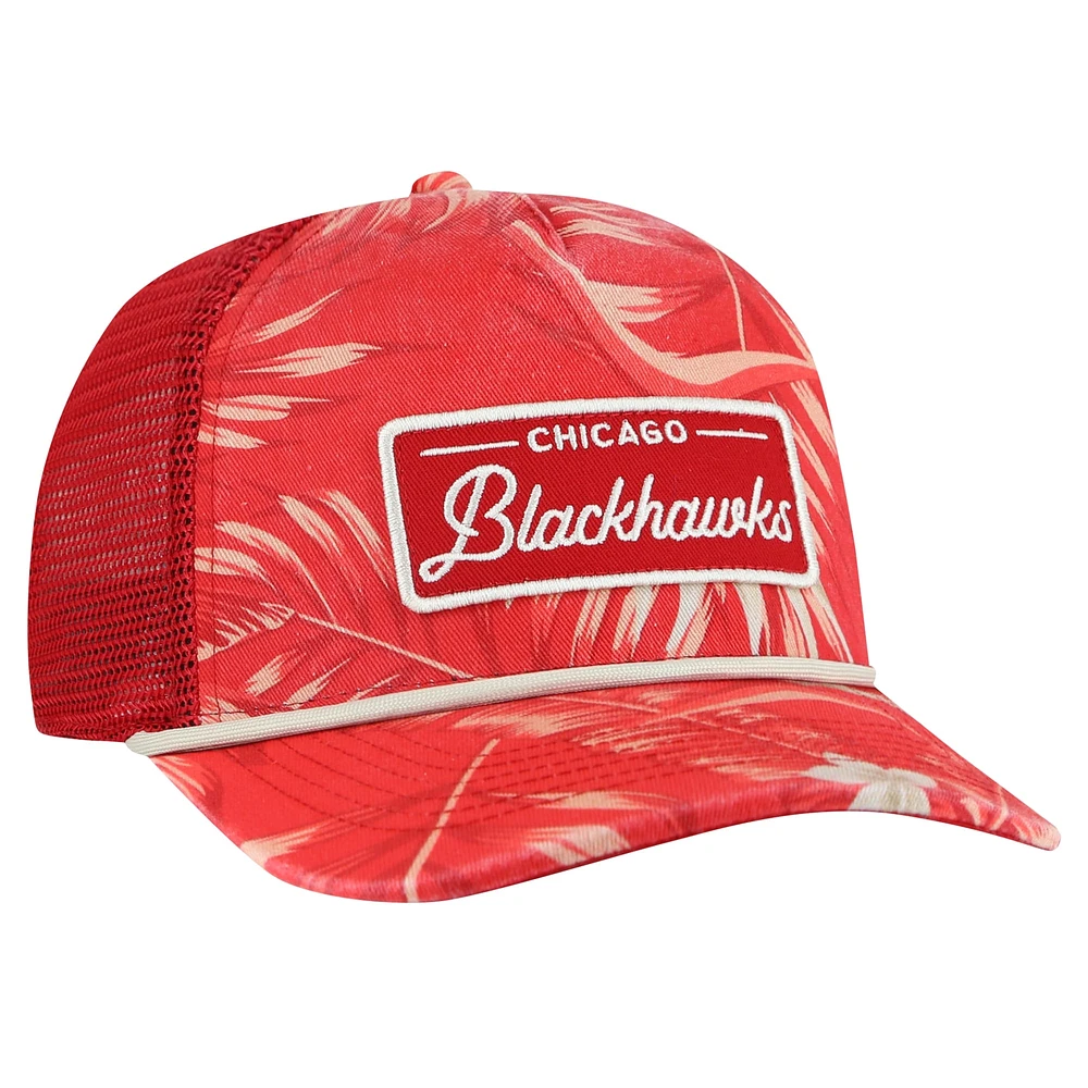 Casquette réglable de camionneur à imprimé Tropicalia '47 rouge des Blackhawks de Chicago pour hommes