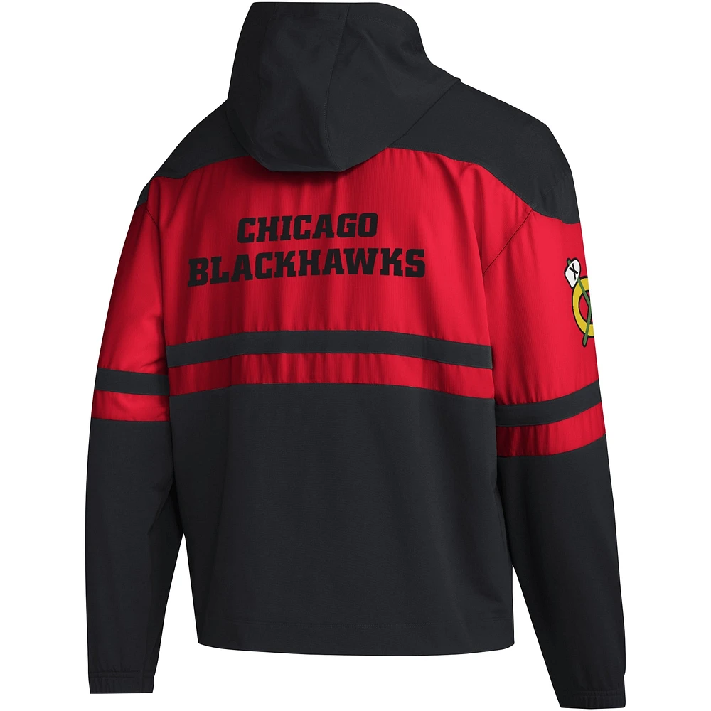 Sweat à capuche entièrement zippé adidas Black Chicago Blackhawks pour hommes