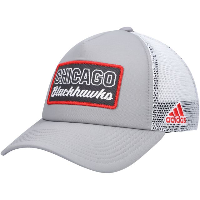 Casquette Snapback de camionneur en mousse Adidas pour hommes, gris/blanc, Chicago Blackhawks Locker Room