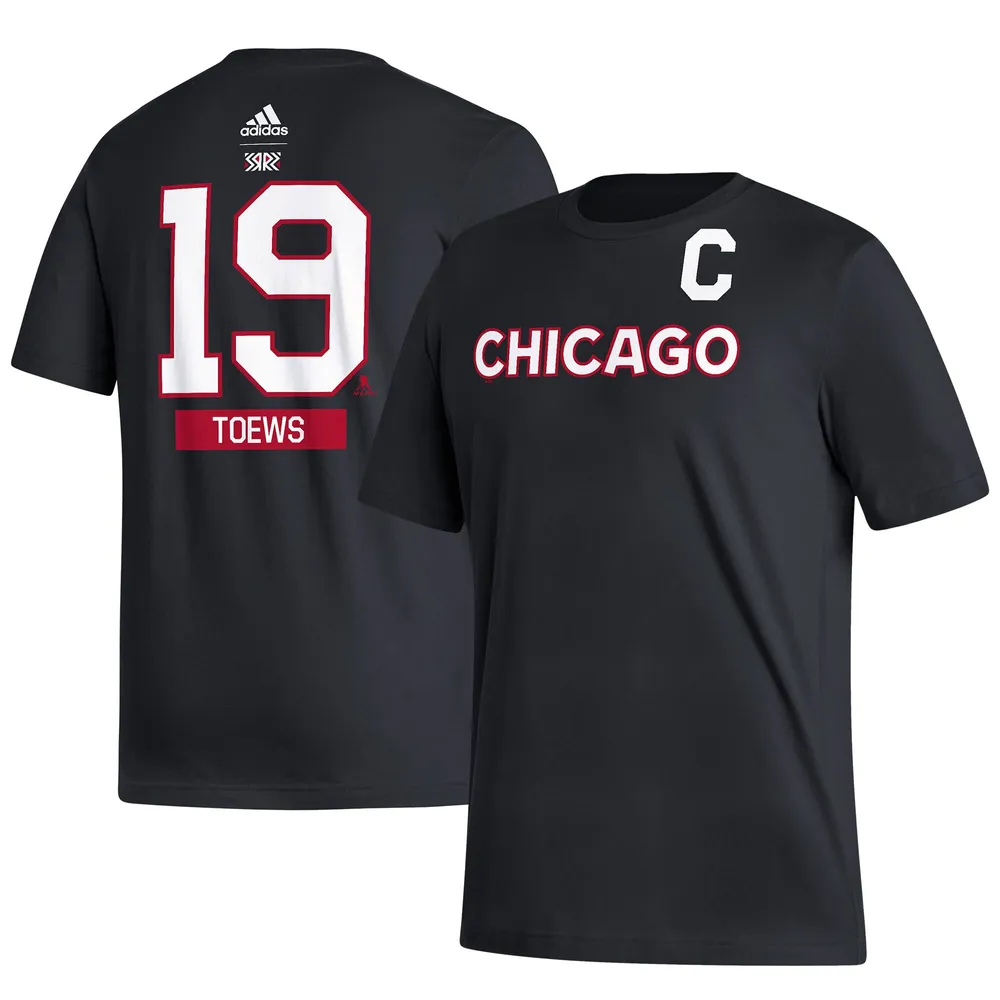 Adidas Men's Jonathan Toews Black Chicago Blackhawks Reverse Retro 2.0 Name  and Number T-shirt