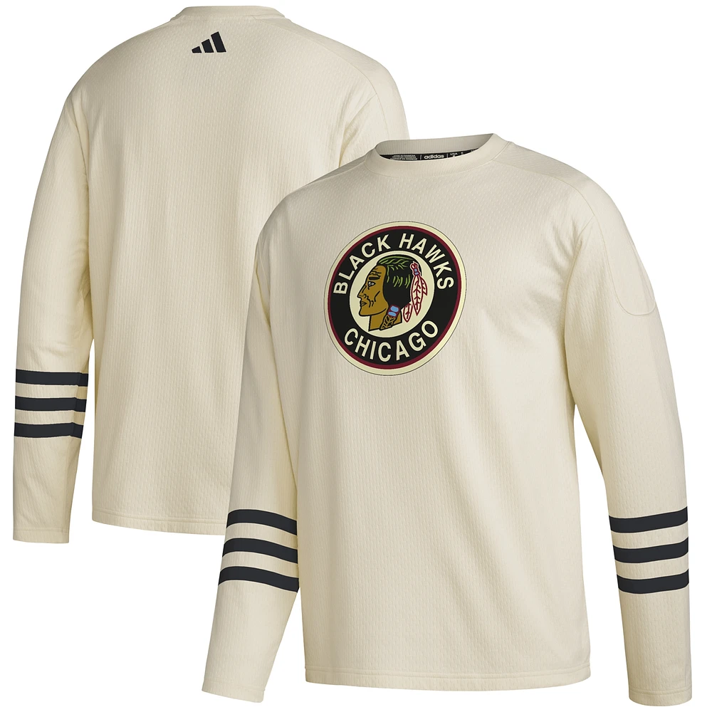 Men's adidas  Khaki Chicago Blackhawks AEROREADY Pullover Sweater