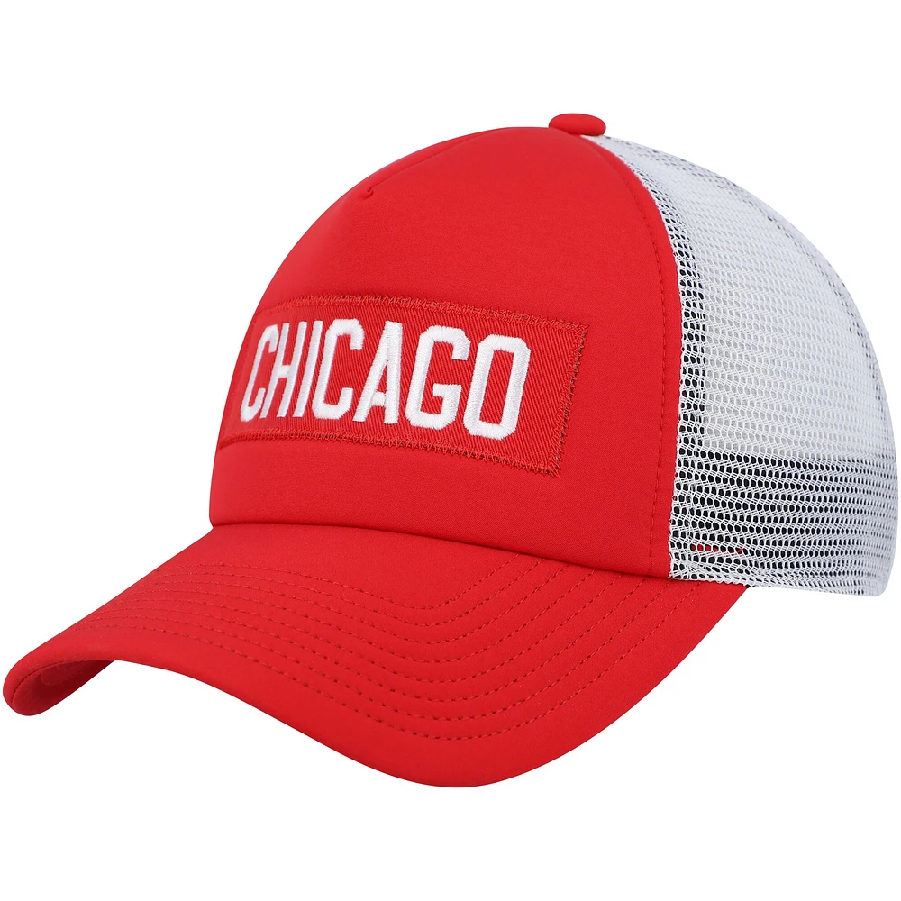 Casquette snapback adidas Chicago Blackhawks Team Plate Trucker pour hommes, rouge/blanc