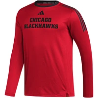 T-shirt à manches longues adidas rouge Chicago Blackhawks AEROREADY® pour hommes