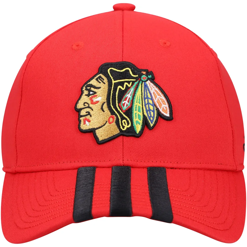 Casquette réglable à trois bandes Adidas pour hommes des Chicago Blackhawks Locker Room rouge