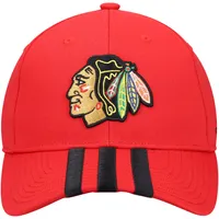 Casquette réglable à trois bandes Adidas pour hommes des Chicago Blackhawks Locker Room rouge