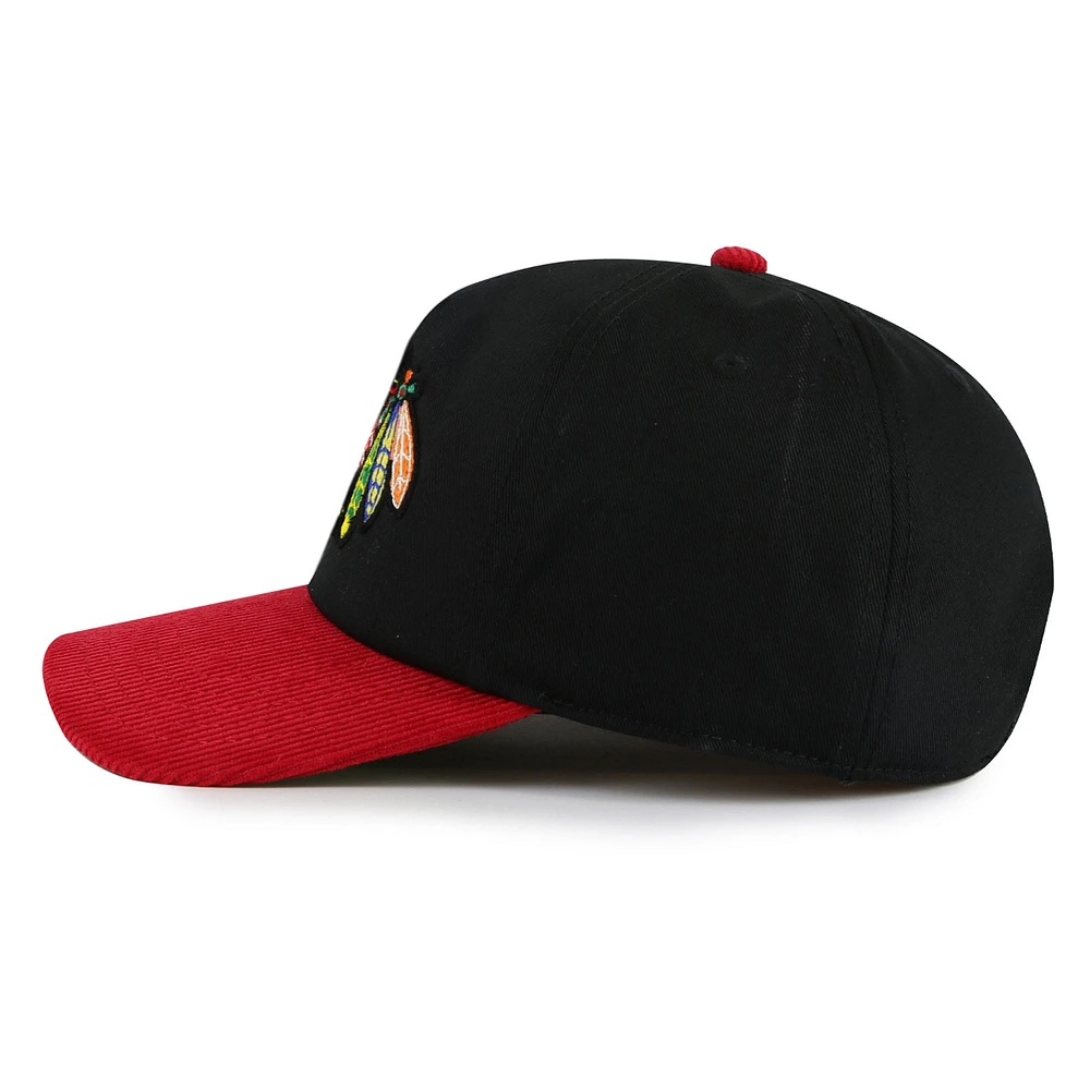 Men's American Needle  Black/Red Chicago Blackhawks Burnett Adjustable Hat