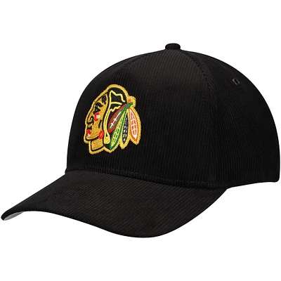 Chapeau réglable en velours côtelé noir Chicago Blackhawks American Needle pour hommes