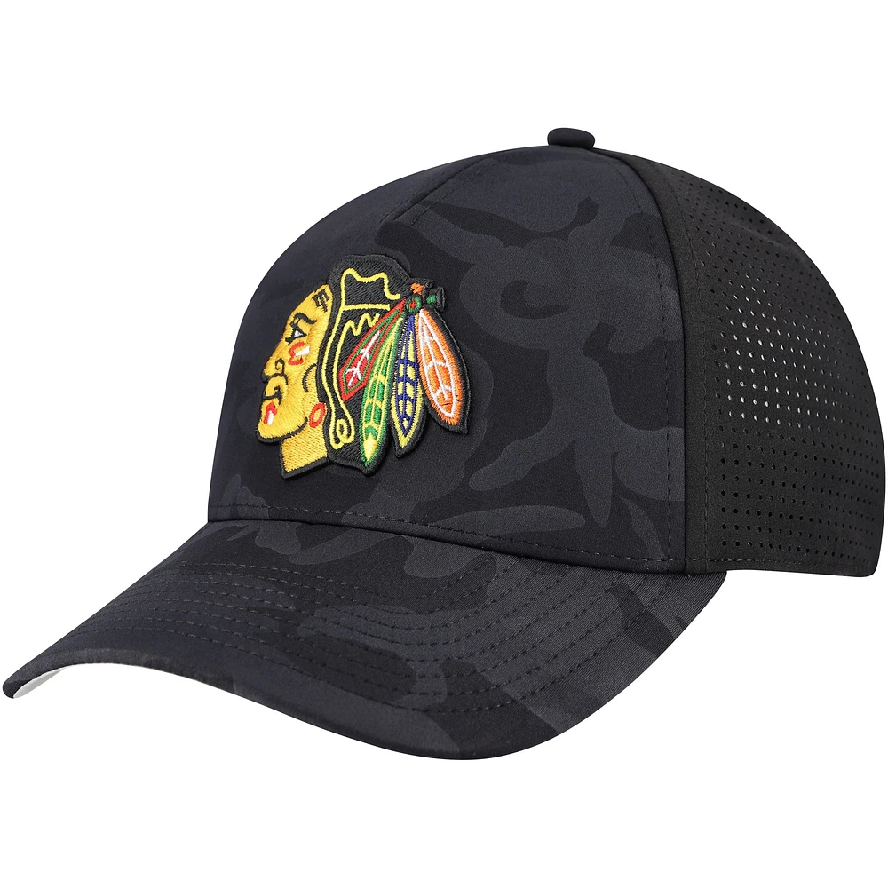 Casquette ajustable ventilée Super Tech à motif camouflage Valin des Chicago Blackhawks pour homme de American Needle Black