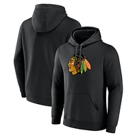 Sweat à capuche noir avec logo principal des Blackhawks de Chicago pour hommes