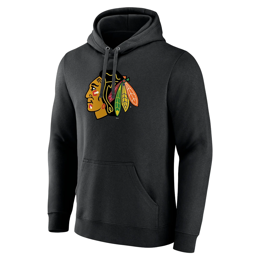 Sweat à capuche noir avec logo principal des Blackhawks de Chicago pour hommes