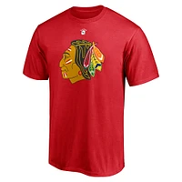 T-shirt rouge pour homme Bobby Hull des Chicago Blackhawks avec surnom et numéro de joueur retraité authentique Stack