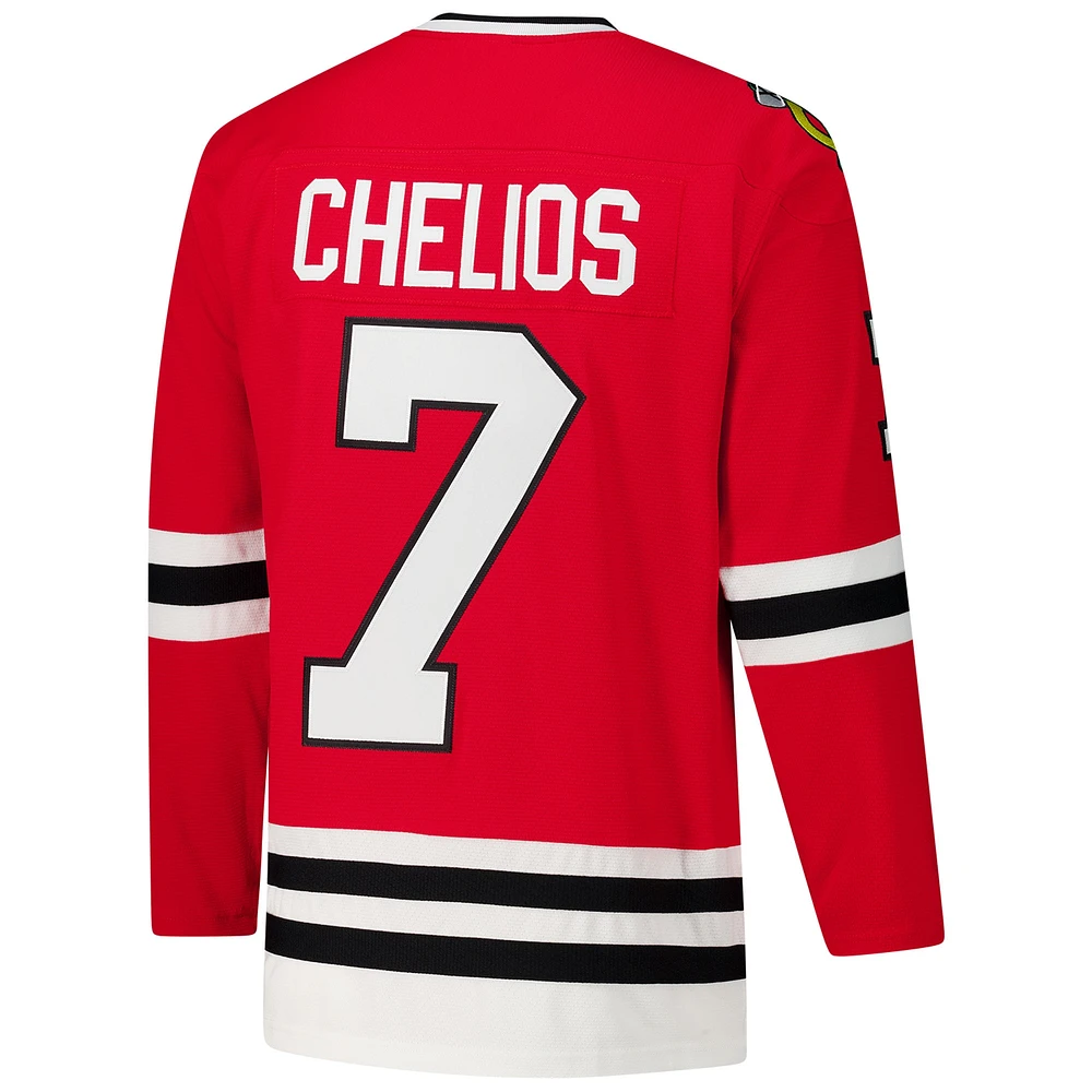 Maillot de jeu puissance Chris Chelios pour homme, rouge, Chicago Blackhawks 1991-92