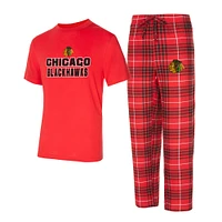 Ensemble de nuit pour homme Concepts Sport Chicago Blackhawks Vector T-shirt et pantalon