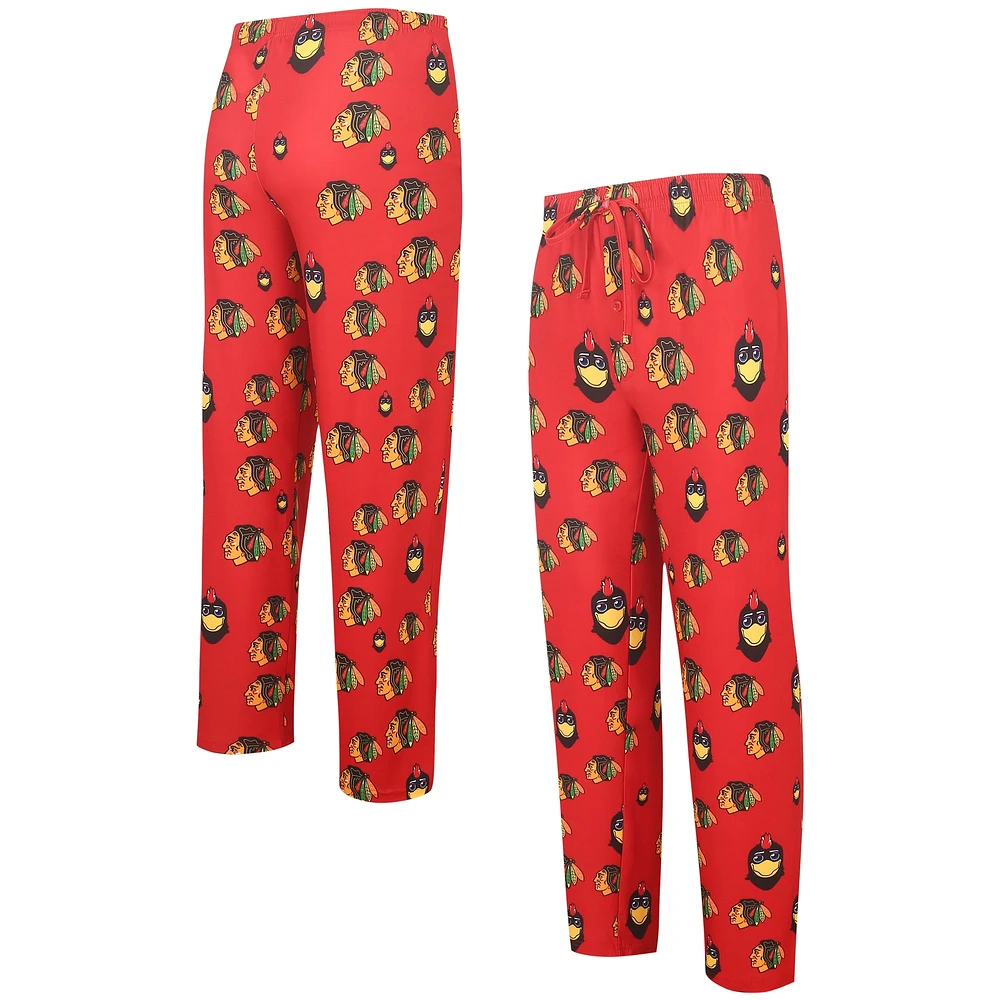 Men's Concepts Sport Red Chicago Blackhawks Gauge Allover Print Knit Sleep Pants