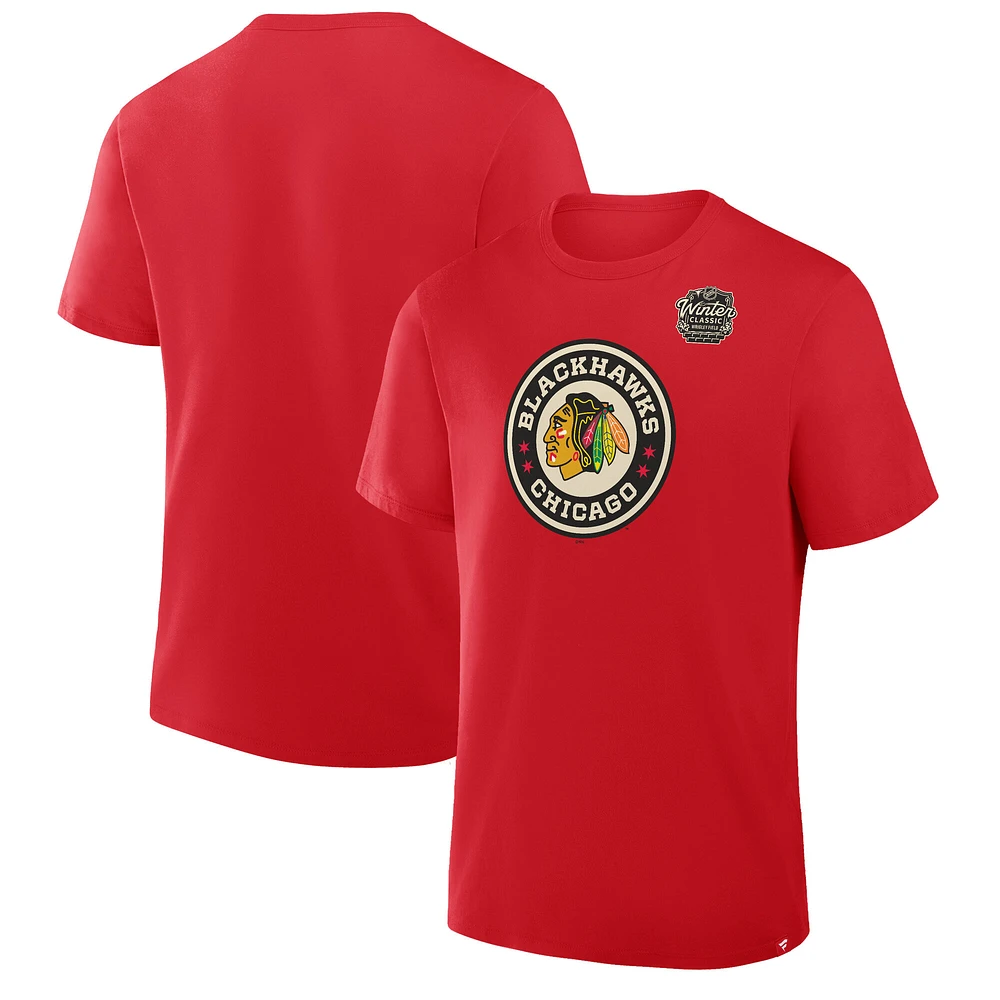 T-shirt Fanatics Athletic Red pour homme avec logo principal de la Classique d'hiver 2025 des Blackhawks Chicago