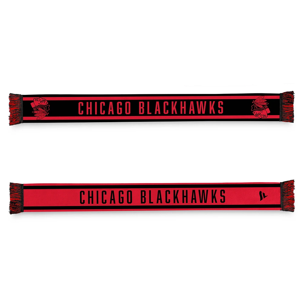 Écharpe combinée Fanatics noire/rouge pour homme des Blackhawks de Chicago