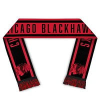 Écharpe combinée Fanatics noire/rouge pour homme des Blackhawks de Chicago