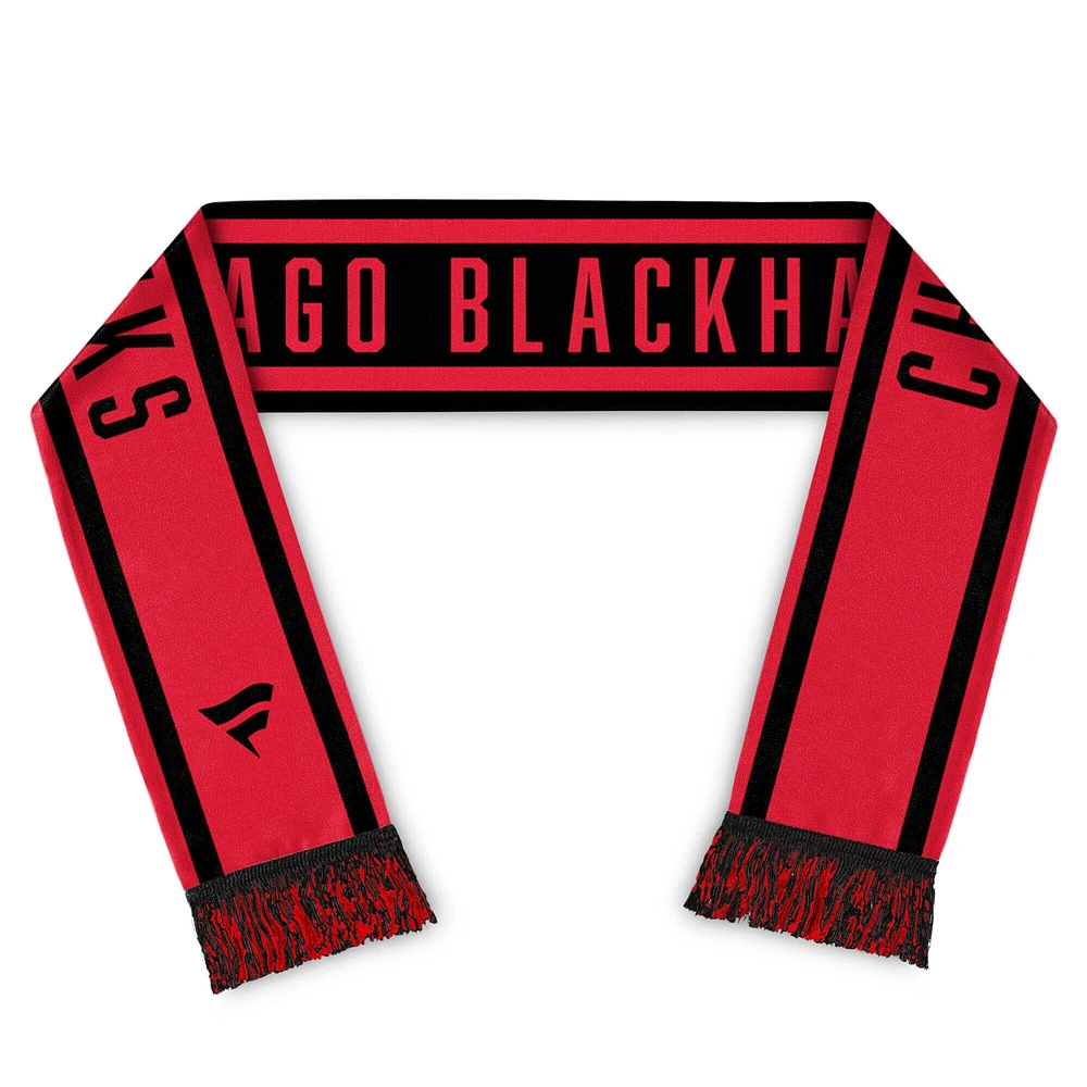 Écharpe combinée Fanatics noire/rouge pour homme des Blackhawks de Chicago