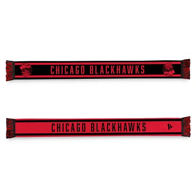 Écharpe combinée Fanatics noire/rouge pour homme des Blackhawks de Chicago