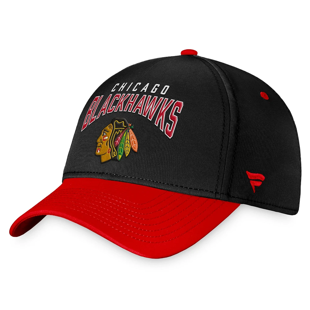 Men's Fanatics Black/Red Chicago Blackhawks Fundamental 2-Tone Flex Hat