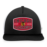 Men's Fanatics Black/White Chicago Blackhawks Foam Front Patch Trucker Snapback Hat