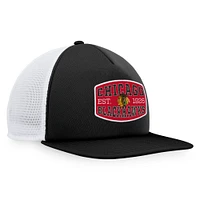 Men's Fanatics Black/White Chicago Blackhawks Foam Front Patch Trucker Snapback Hat