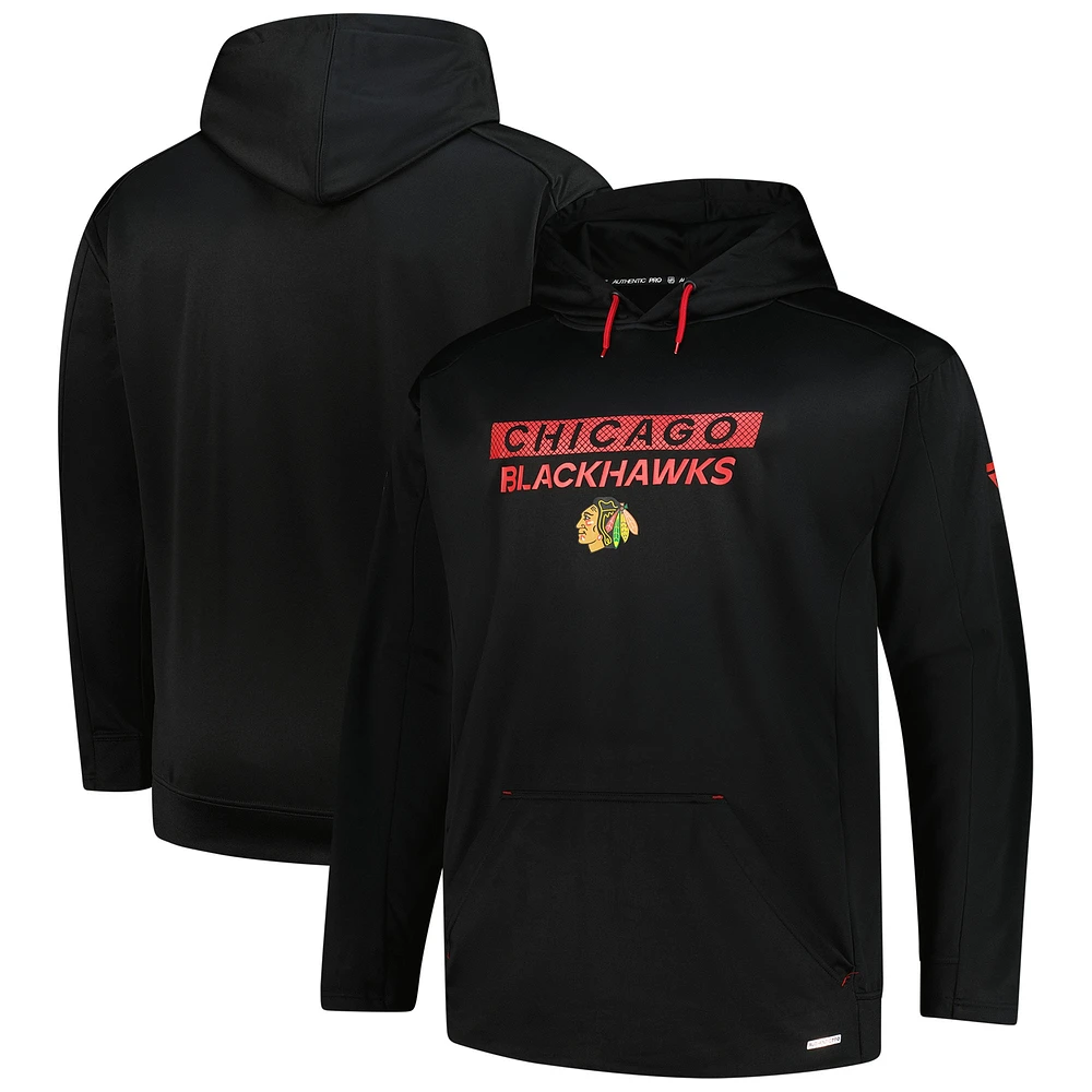 Sweat à capuche manches longues Authentic Pro Big & Tall des Chicago Blackhawks pour hommes Fanatics Black