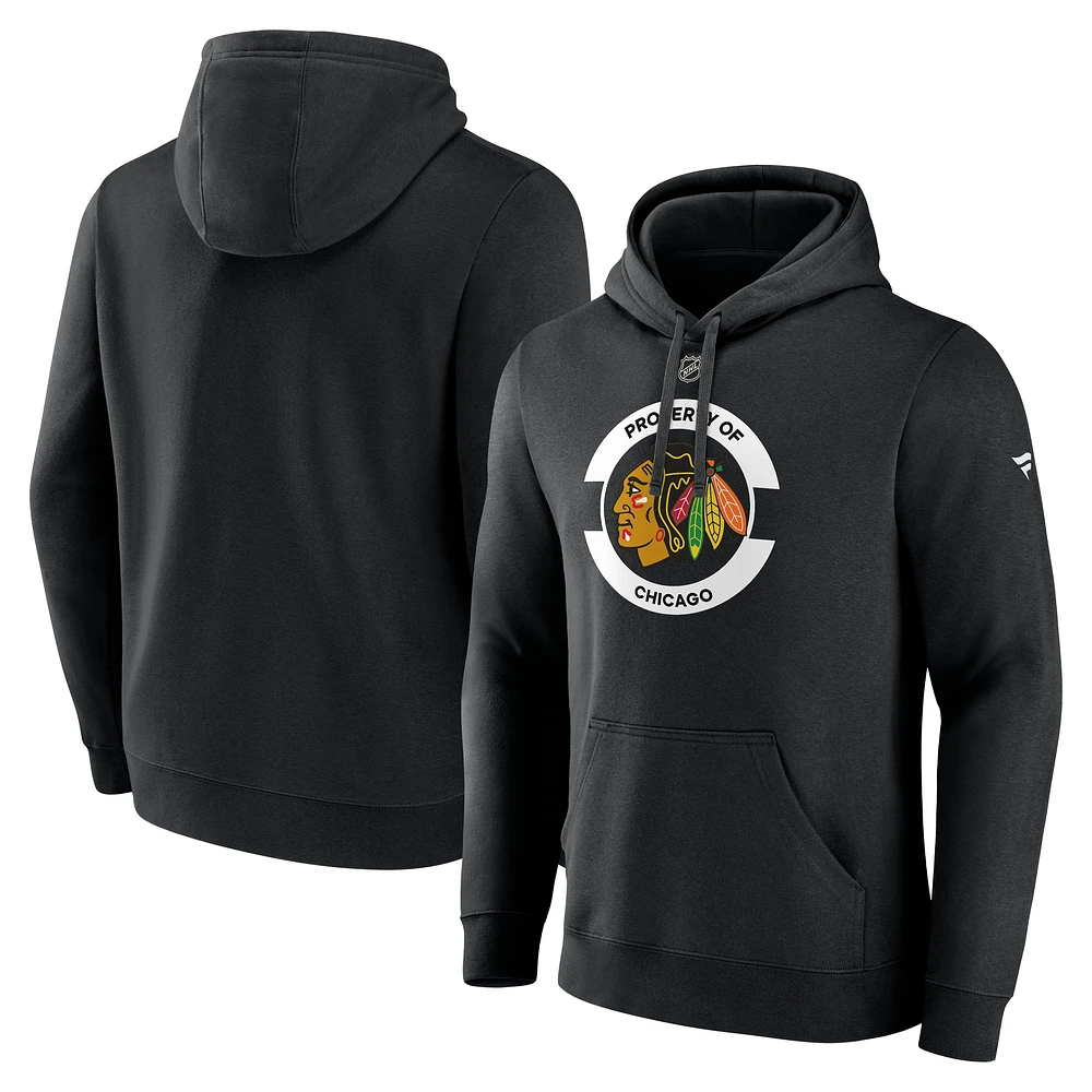 Men's Fanatics  Black Chicago Blackhawks Authentic Pro Core Secondary Fleece Pullover Hoodie