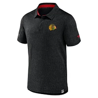 Polo noir Fanatics Blackhawks Authentic Pro Jacquard pour hommes