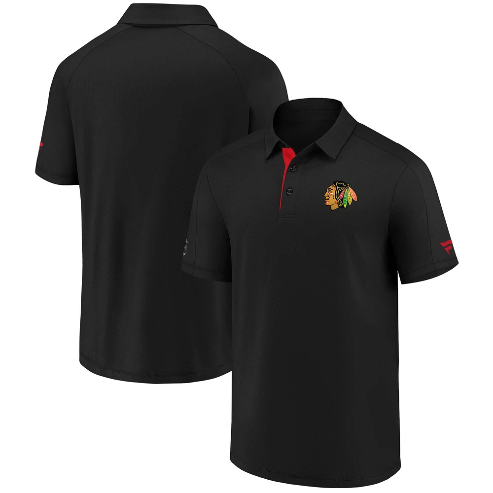 Polo noir authentique Pro Locker Room Fanatics pour hommes des Blackhawks de Chicago