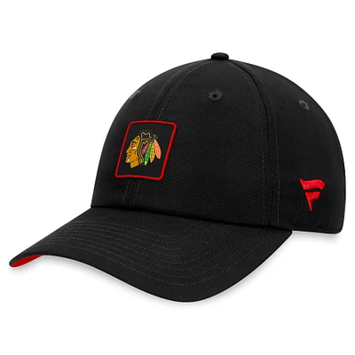 Casquette réglable noire Chicago Blackhawks Authentic Pro Rink Fanatics pour hommes