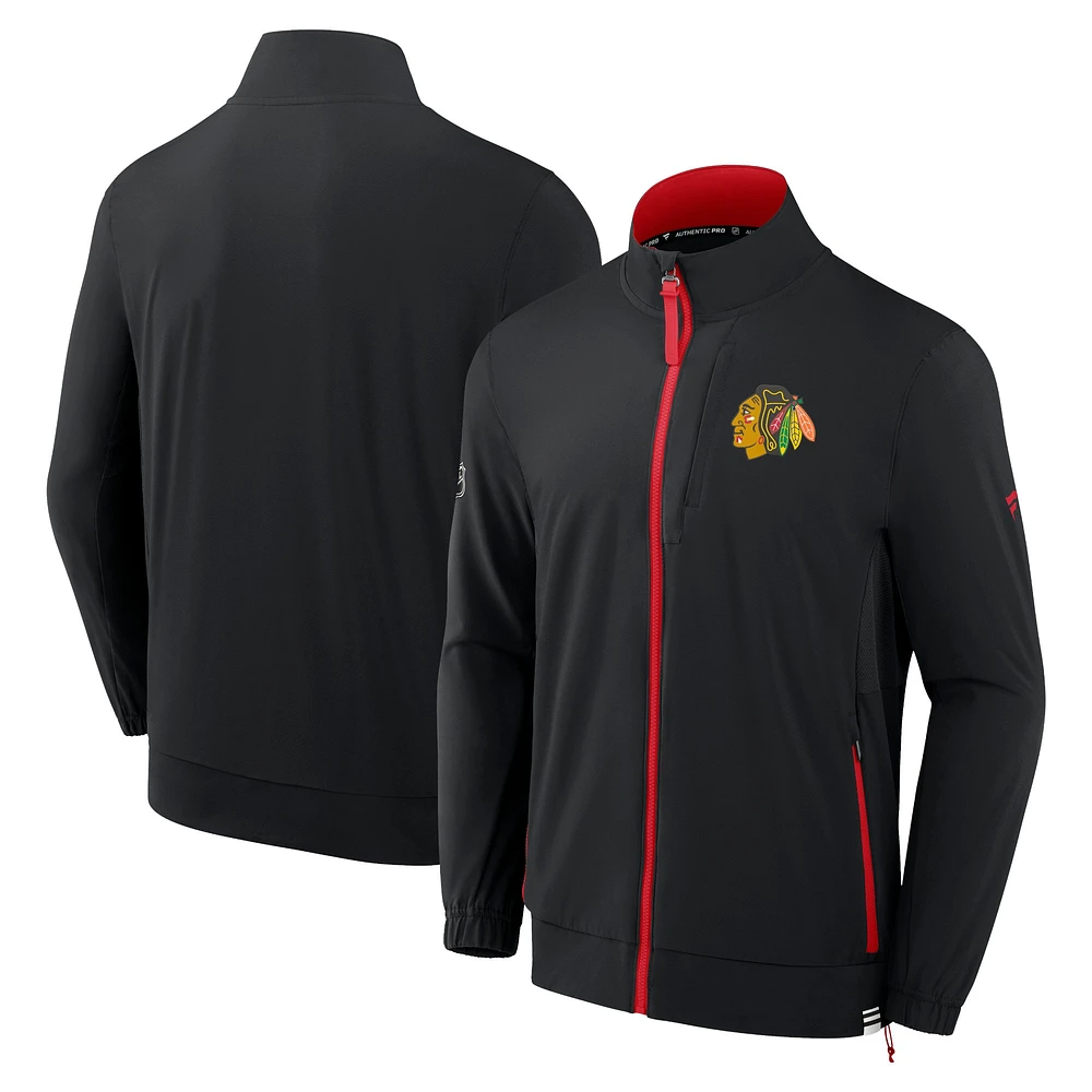 Veste entièrement zippée Fanatics pour hommes, noire, Chicago Blackhawks Authentic Pro Rink