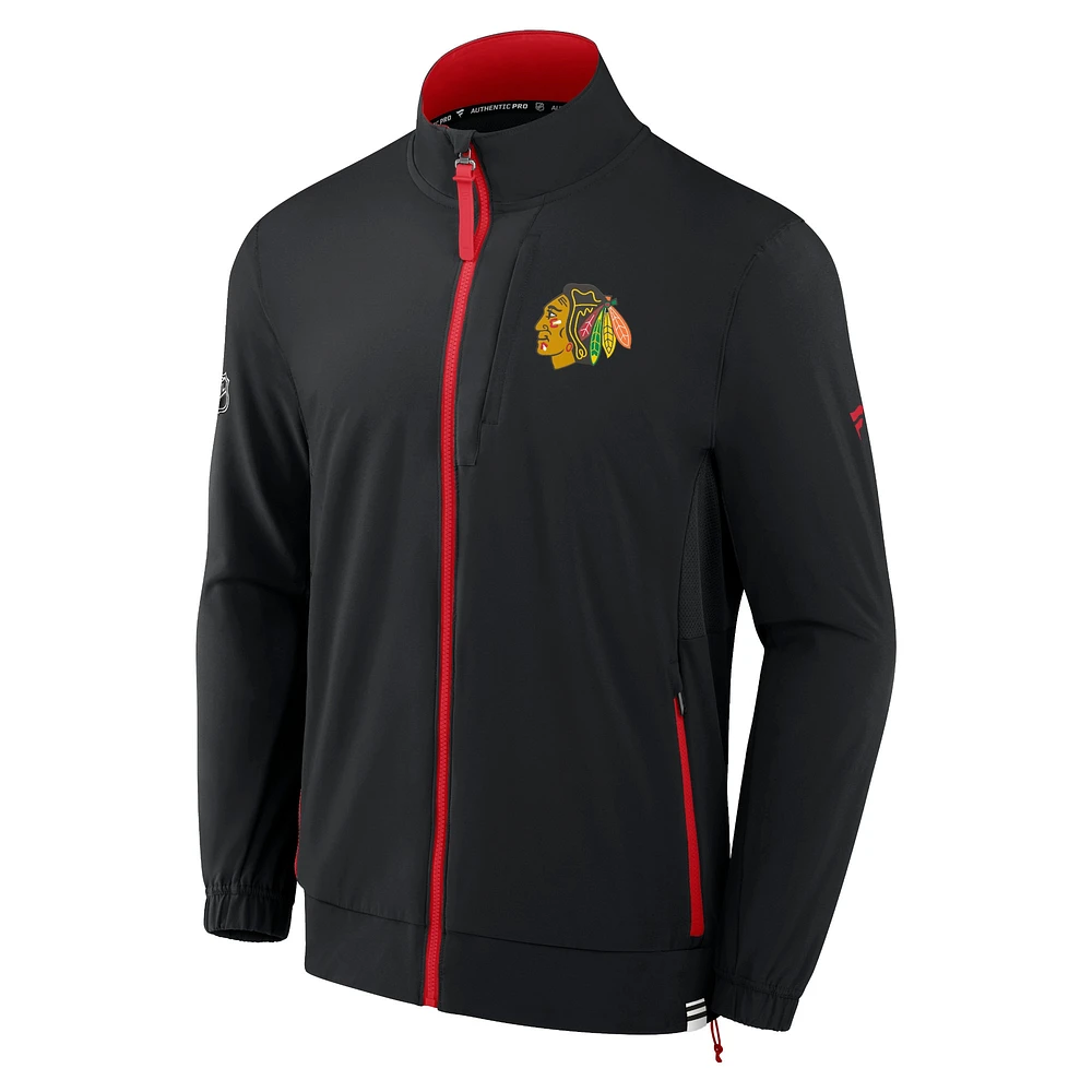 Veste entièrement zippée Fanatics pour hommes, noire, Chicago Blackhawks Authentic Pro Rink