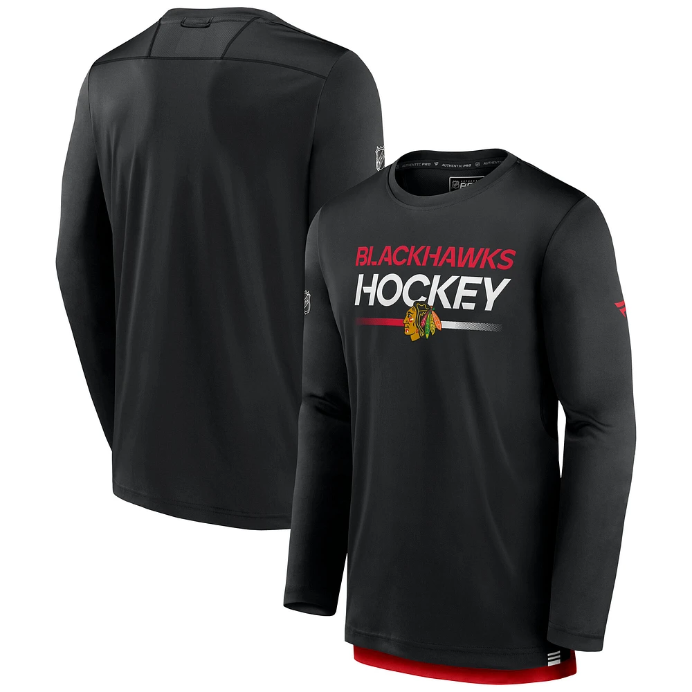 Men's Fanatics Black Chicago Blackhawks Authentic Pro Tech Long Sleeve T-Shirt