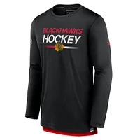 T-shirt à manches longues Fanatics Authentic Pro Tech pour homme, noir, Chicago Blackhawks