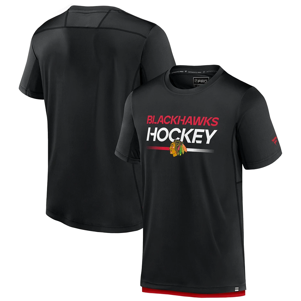 Men's Fanatics Black Chicago Blackhawks Authentic Pro Tech T-Shirt