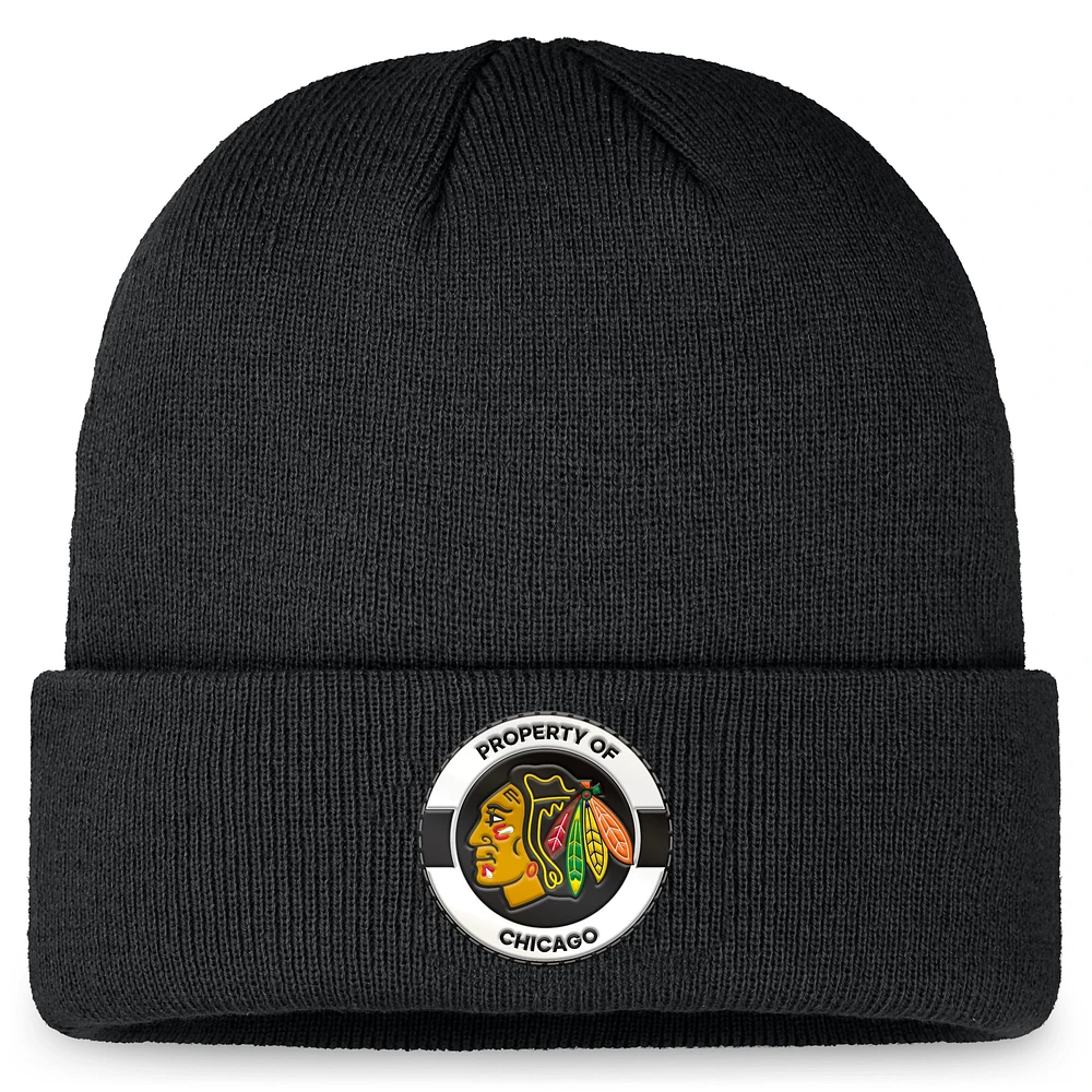 Men's Fanatics Black Chicago Blackhawks Authentic Pro Training Camp Cuffed Knit Hat