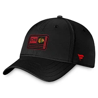 Casquette flexible noire authentique Pro Training Camp des Blackhawks de Chicago Fanatics pour hommes