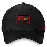 Casquette flexible noire authentique Pro Training Camp des Blackhawks de Chicago Fanatics pour hommes