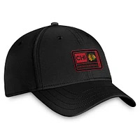 Casquette flexible noire authentique Pro Training Camp des Blackhawks de Chicago Fanatics pour hommes