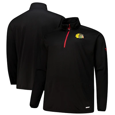 Men's Fanatics  Black Chicago Blackhawks Big & Tall Authentic Pro Quarter-Zip Top