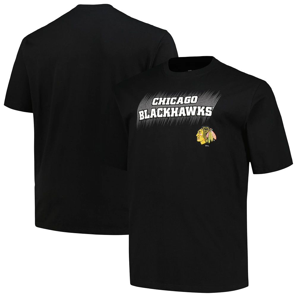 T-shirt noir Fanatics pour hommes des Blackhawks de Chicago avec le mot-symbole Big & Tall