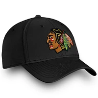 Casquette Fanatics noire Chicago Blackhawks Core Elevated Speed ​​Flex pour hommes