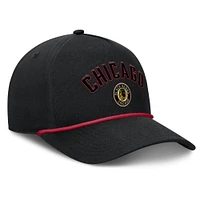 Men's Fanatics Black Chicago Blackhawks Decades Collection A-Frame Rope Adjustable Hat