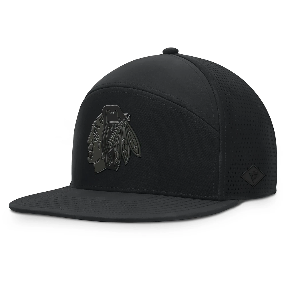 Casquette ajustable Fanatics pour hommes, noire, pour le front office des Chicago Blackhawks